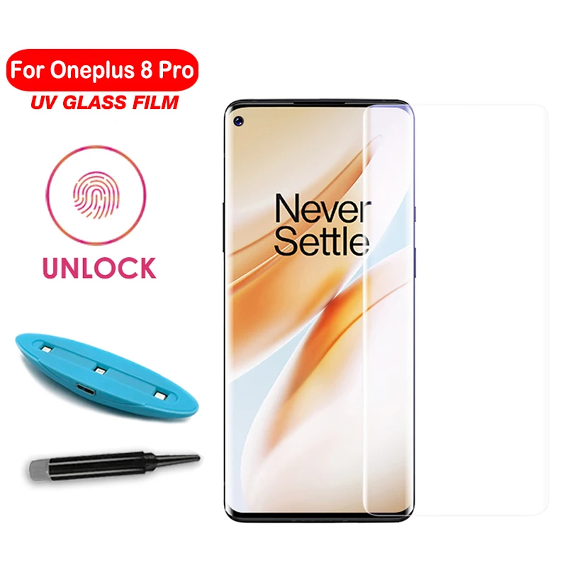 Закаленное стекло с УФ клеем для Oneplus 8 7T 7 Pro 1/2 шт.|Защитные стёкла и плёнки| |
