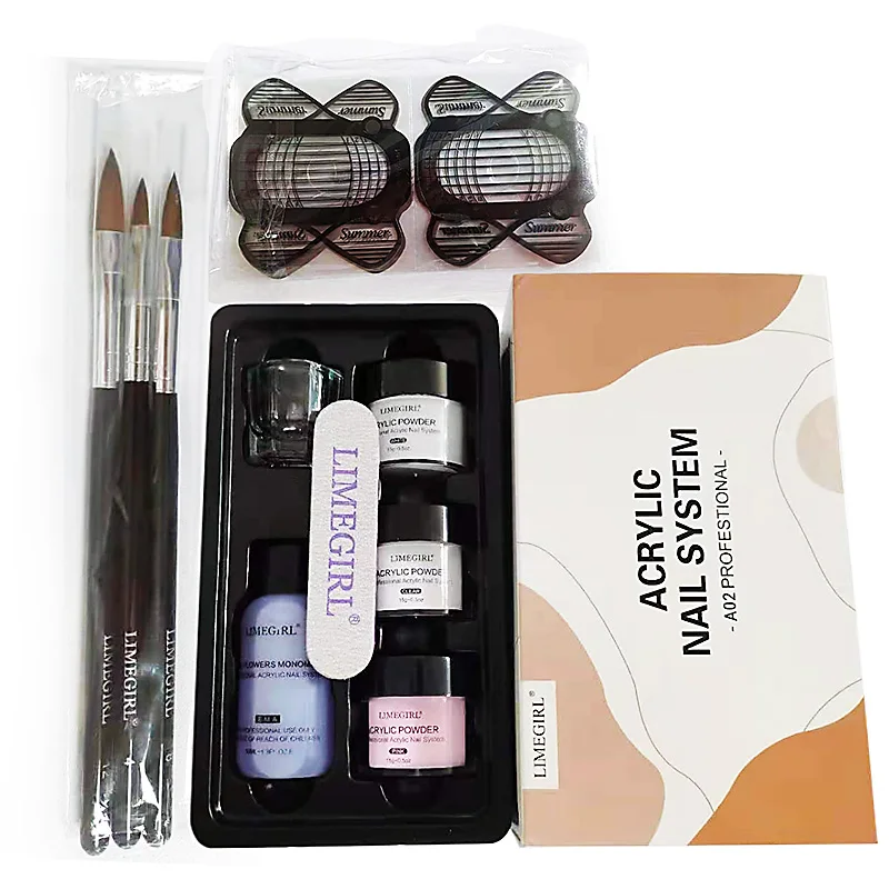 Nail Kit Nail Acrylic Powder Set Crystal Glitter Acrylic Liquid Monomer with Nail Brush File Nails Extension Neon Phosphor-Powder Set