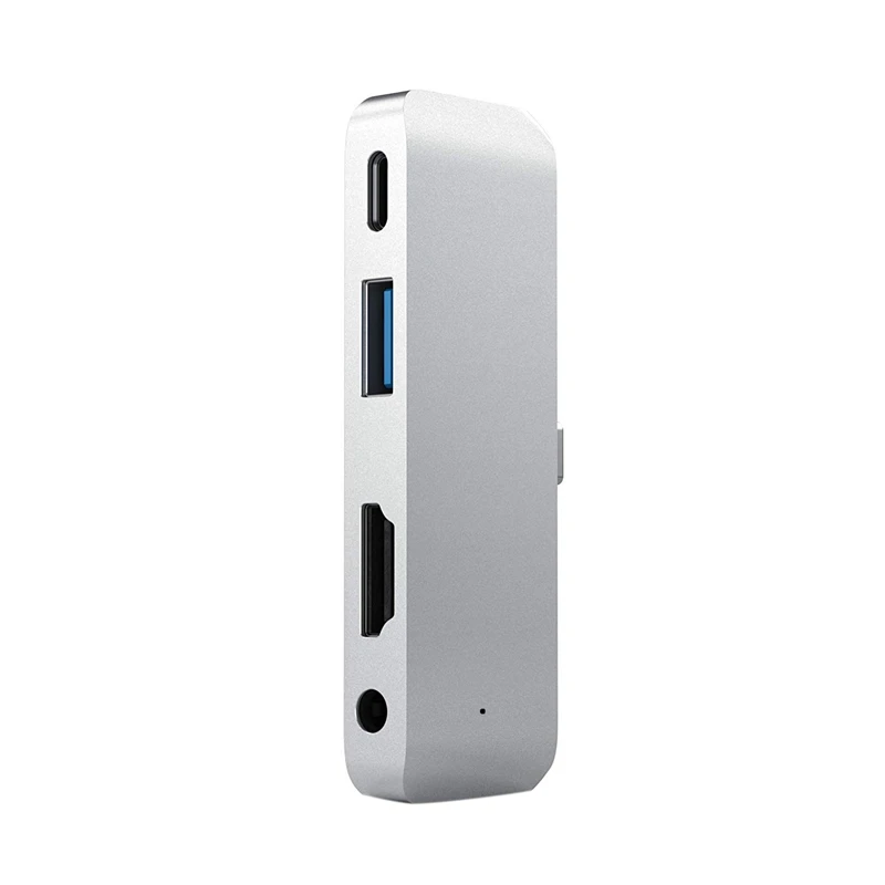 Silver USB C к HDMI адаптер 4 в 1 Тип C к аудио PD зарядка USB 3,0 порт конвертер 4K HDTV концентратор для IPad Pro Macbook ноутбука - Цвет: Silver