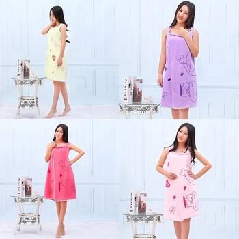 

Can Wear Bath Towel Polyester (Polyester) Superfine Fiber Variety Of Bath Skirts Cartoon Printing Bathrobe Dijin Tong Children