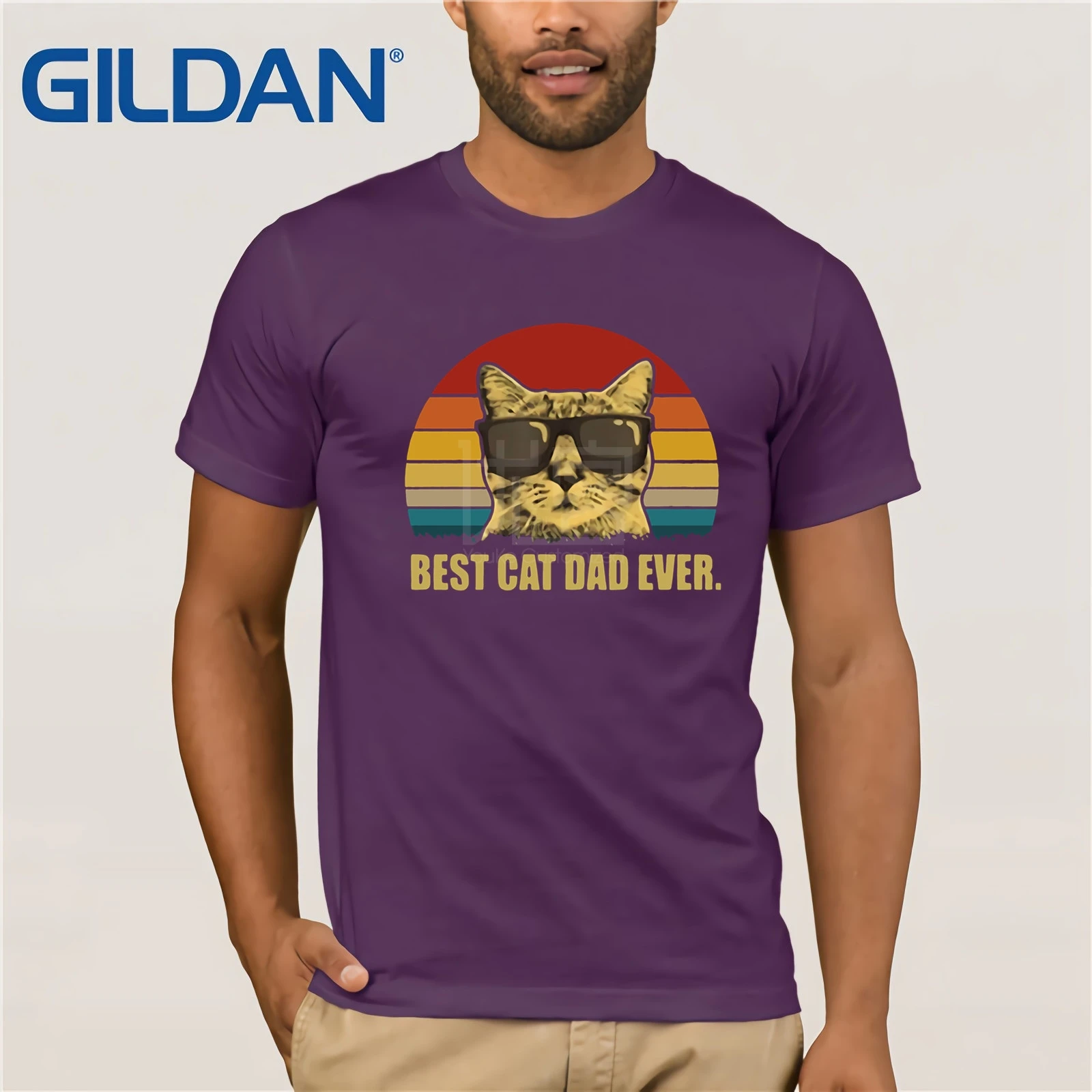 Мужская футболка с коротким рукавом Best Cat Dad Ever рубашка закат Лето 2019|Футболки| |