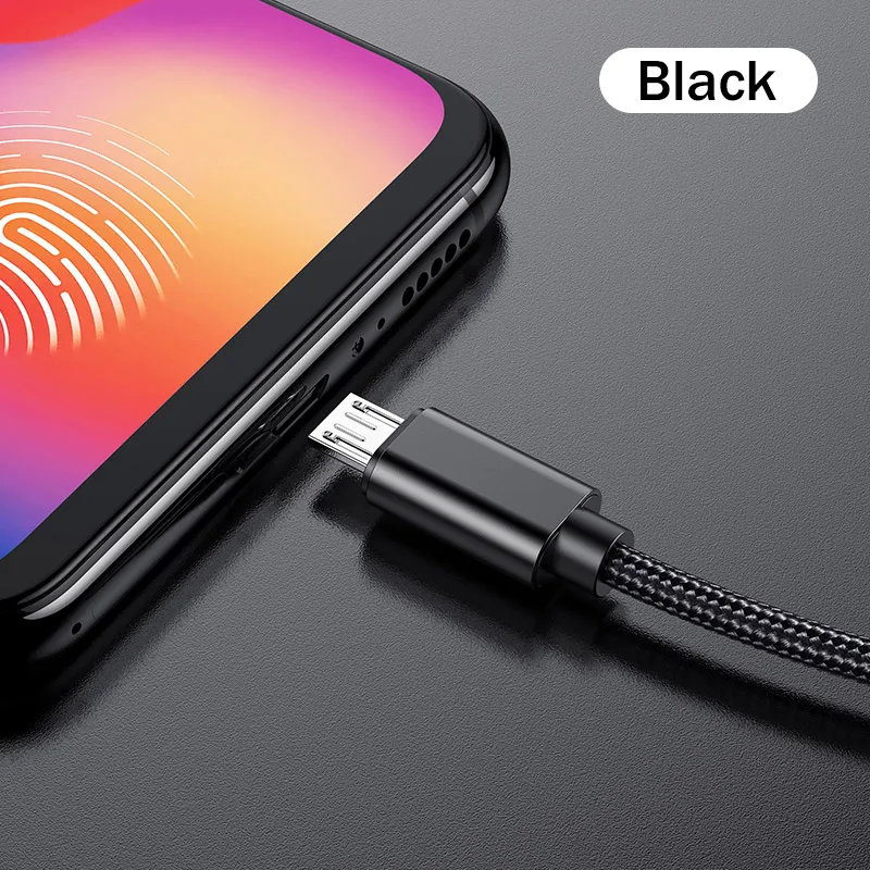 Rock Micro USB кабель 3A Быстрая Зарядка Кабель Microusb для samsung Xiaomi huawei Android мобильный телефон провод адаптер - Цвет: Черный