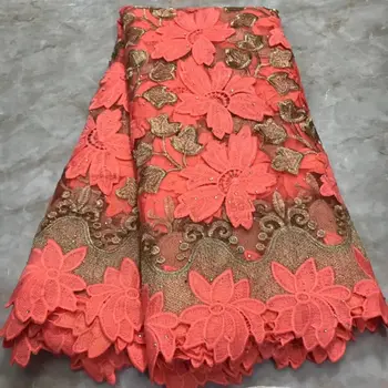 

Pink French Net Lace with Guipure Board, High Quality African Lace Fabrics for Dress Wedding, Nigerian Pange Fabric Materials