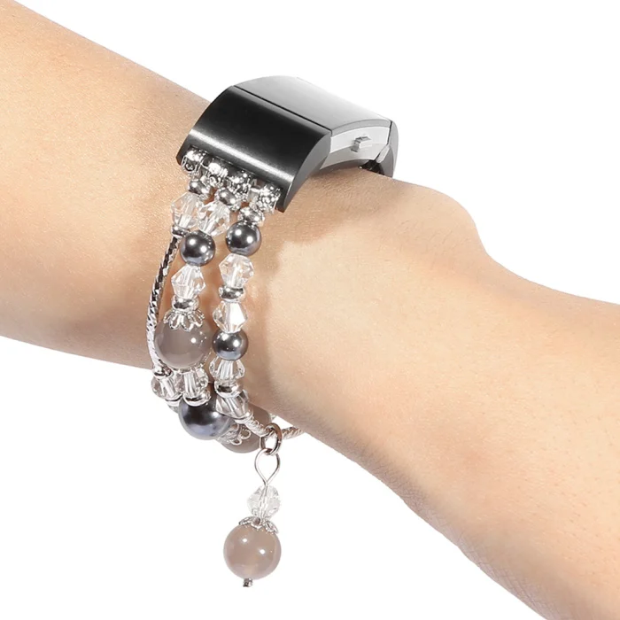Jewelry Bracelet Elastic Faux Pearl Beads Replacements Band for FitbitCharge 2 NC99