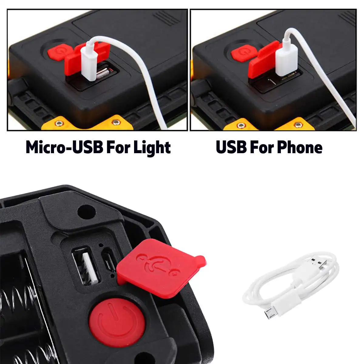 30W COB LED Rechargeable Work Light Emergency Lamp Hand Torch Camping Tent Lantern USB Charging Portable Power Bank Searchlight