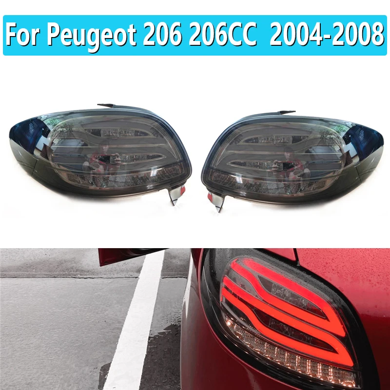 

1 Pair For Peugeot 206 206CC 2004 2005 2006 2007 2008 Car LED Red Smoked Tail Light Rear Tail Lamp Turn Signal Brake Stop Bumper
