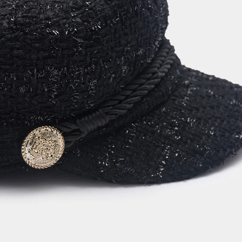 Модные женские зимние шапки Newsboy черные шапки Дамская мода уличная плоская шапка женская шапка для девочек