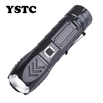 

Led Flashlight Hard Light Torch XHP50 Outdoor Hiking Waterproof Zoomable Rechargeable 18650 Battery Tactical Camping Flashlights