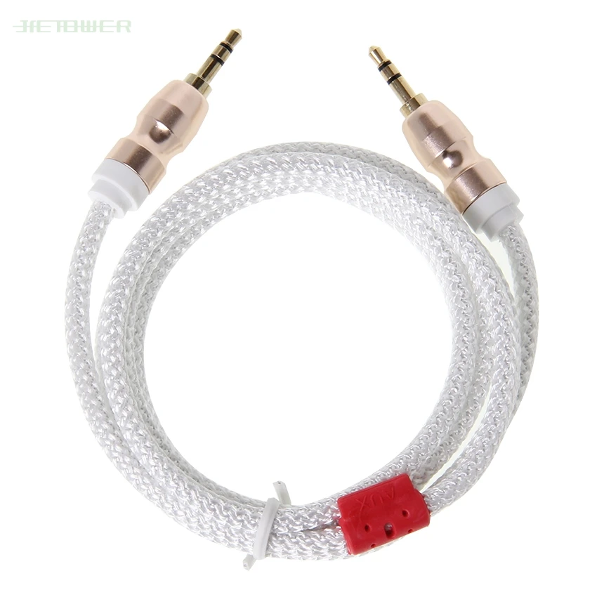 Jack Audio Cable Jack 3 5 mm Male to Male Cloth Audio Aux Cable For iPhone Car Headphone Speaker Wire Line Aux Cord 50pcs lot