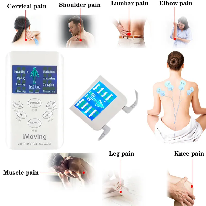 

Electric EMS Tens Machine Unit Neck Massager Back Pulse Muscle Stimulator Electrode Pads Digital Therapy Pain Relief massager