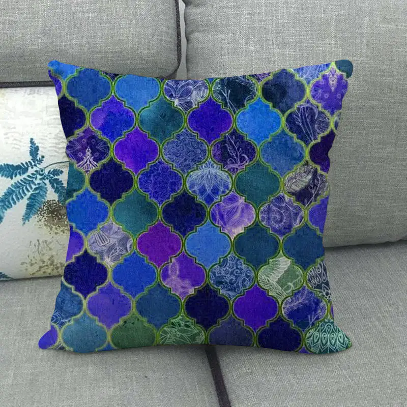 3 Colorful Geometry Linen Cushion Cover for Sofa Couch Chair Decorative Pillowcase Home Living Room Decor Accessories 45x45cm - Цвет: 3