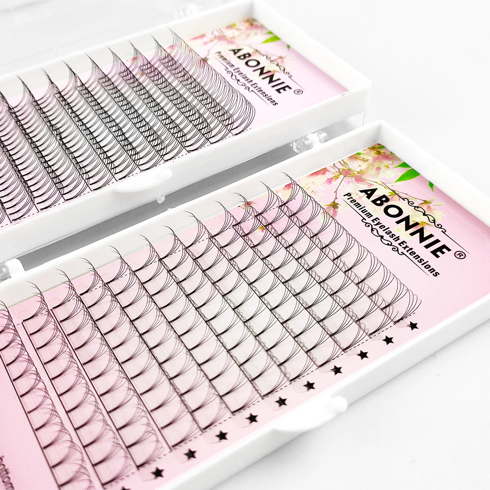 ABONNIE Premade Volume Fans Short Stem 3d/4d/5d/6d Russian  Eyelash Extension Mink Eyelash Extension All Size Lashes Tray