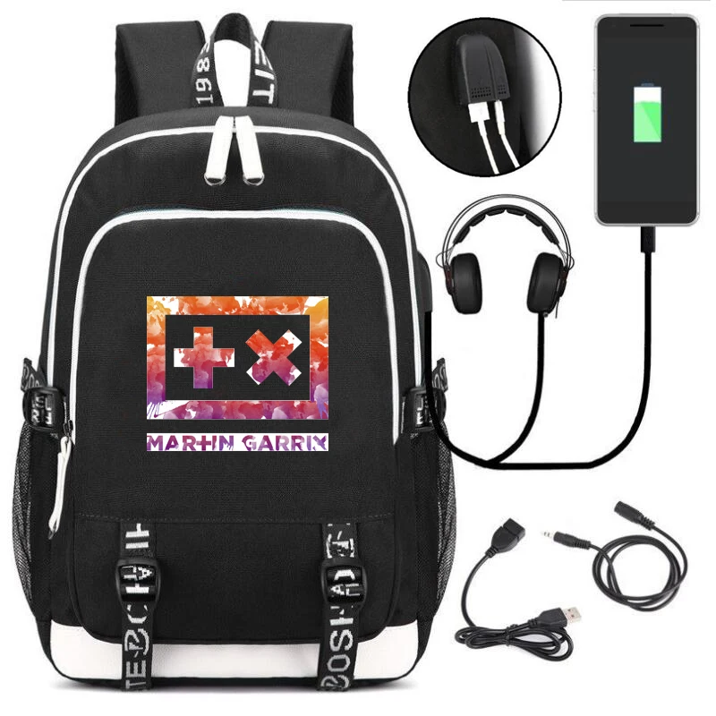 

Music DJ Martin USB Charge Backpack Oxford Men Casual Bags Laptop Bags Daily Bag