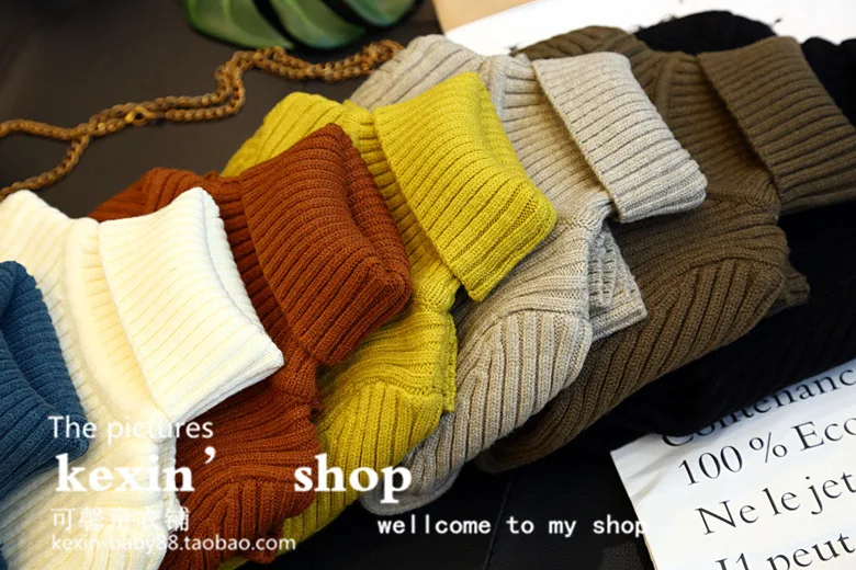 

Korean 2018 Autumn And Winter Girls Versatile Crimping High Collar Sunken Stripe Multi-color Knit Base Sweater My9006-1