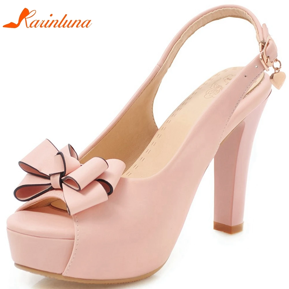 

Karinluna New Arrivals 2020 Peep Toe Butterfly Party Shoes Woman Sandals Female Buckle Strap High Heels Concise Sandals Women