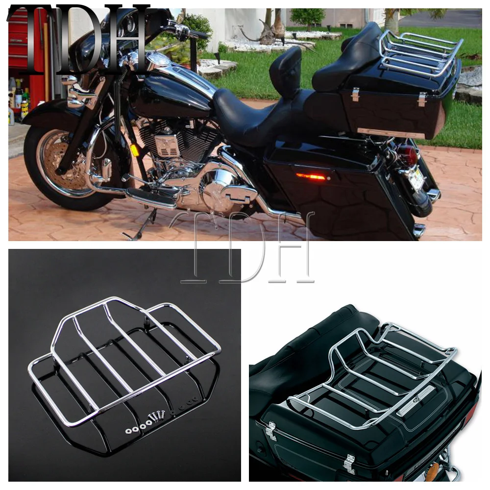 prix de gros Chromed Tour Pak Pack Luggage Top Rack For Harley Touring