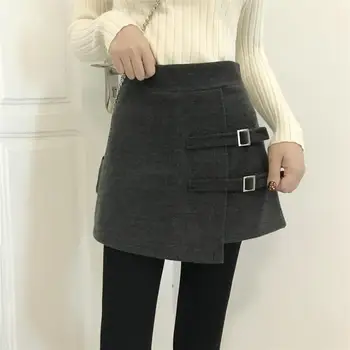 

Wool Short Skirts High Waist Mini Gray Black Skirt Spring Winter Korean Elegant Sequin Skirt Mini Pencil Skirt Thicken 2019 V978