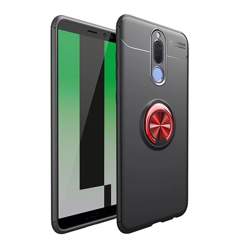 Роскошный противоударный чехол с кольцом-кронштейном для Xiaomi Redmi 8A, полный Чехол для Xiaomi Redmi 8A, мягкий силиконовый чехол-держатель из ТПУ - Цвет: Red Black