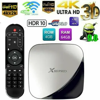 

X88 pro Android 9.0 TV Box 4G 64G Rockchip RK3318 4 Core 2.4G&5G Wifi 4K HDR Set Top Box USB 3.0 Support 3D Movie X88Pro TV BOX