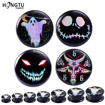 

2PCS Acrylic Screw Punk Ear Gauges Plugs Black Ear Expanders Double Flared Ear Stretcher Piercing Ear Tunnel Jewelry In Body