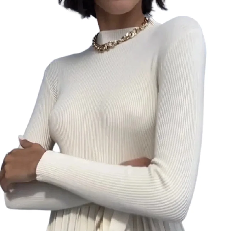 Осенний мягкий теплый женский свитер с длинным рукавом трикотажная водолазка