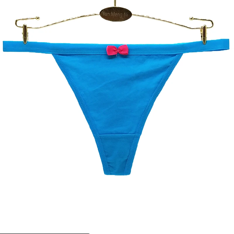 6pcs/lot Cute And Sexy G String Low Waist Bow Lady Thongs Fashion Solid Color T-back Cotton Breathable Underwear Panties 40