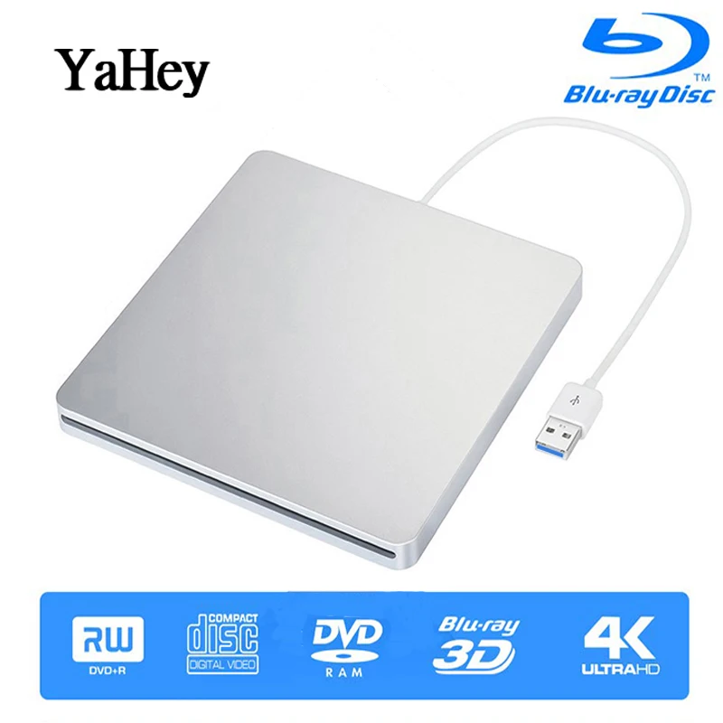 

Bluray Burner USB 3.0 External Drive BD-RE CD/DVD RW Writer Play 3D 4K Blu-ray Disc For Laptops Notebook windows 10