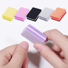Мини-брусок для ногтей двухсторонняя разноцветная Губка шлифовальная полировка шлифовальная пилки для ногтей инструменты для искусства ногтей случайные цвета