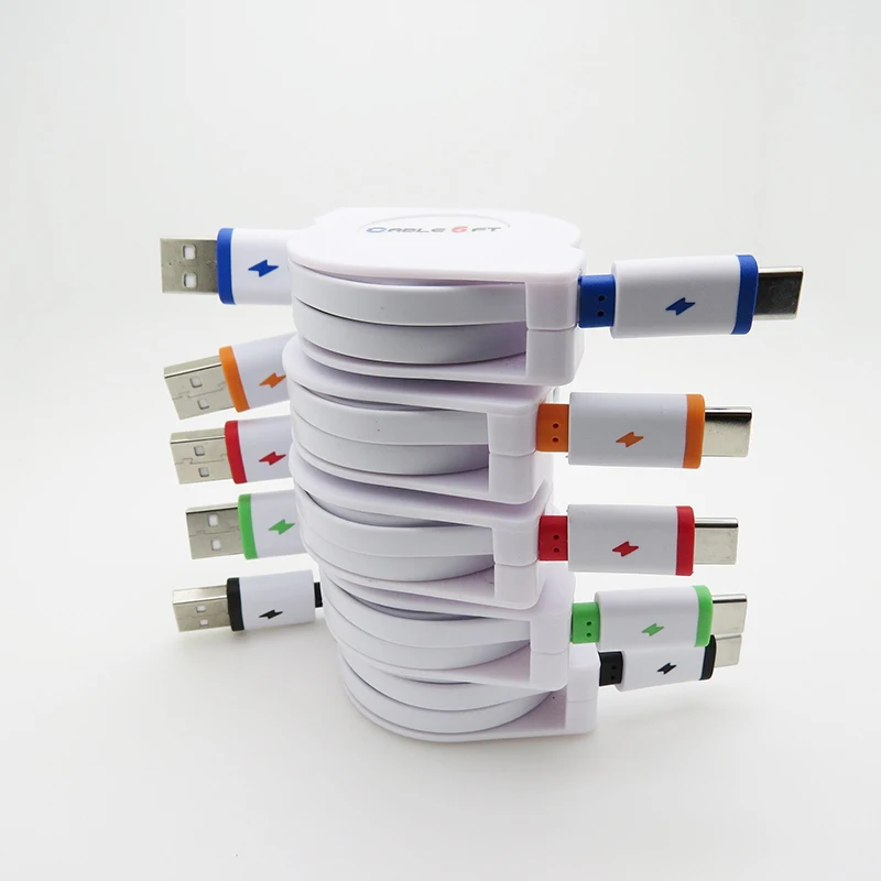 Type-c Выдвижной зарядный кабель 1 м 2 м 3M USB3.1 Кабель зарядного устройства для Xiaomi huawei Mate9/10 P9 LeTV Pro3 LGG5 GALAXY S8 5V2A