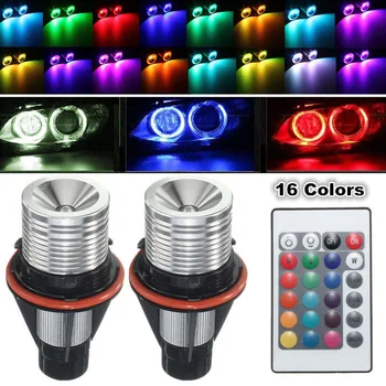 

2Pcs RGB LED Multi-Color Angel Eyes Light Bulb 12V Remote LED Bulb Flash Car Headlight For BMW E39 E60 E61 E63 E64