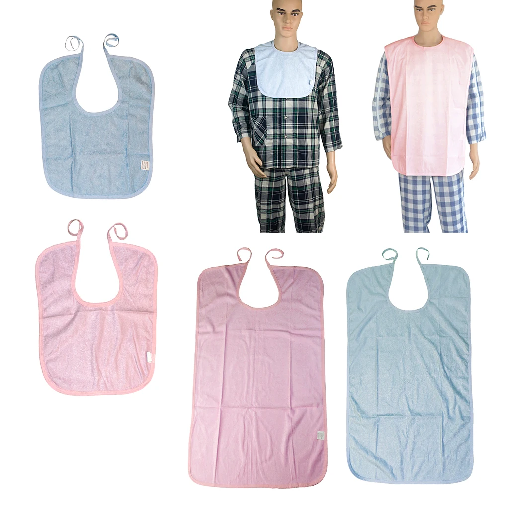 40x30 cm Adults Disability Clothing Protective Mealtime Bib Apron Waterproof Soft Cotton Dining Cloth