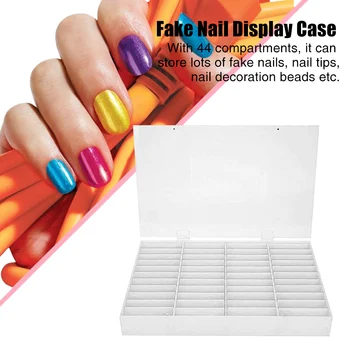 

Nail Gel Polish Color Display Case Fake Nail Tips Storage Box 44 Compartments Nail Art Decoration Container False Nail Display