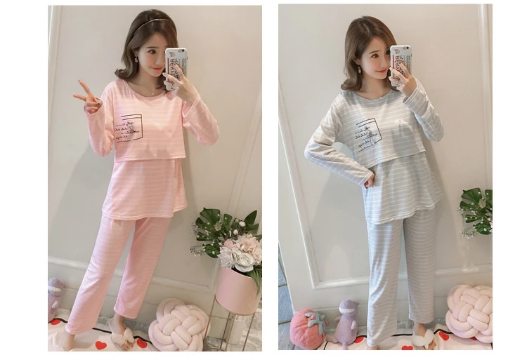 Dollplus, пижамный комплект для беременных, женская одежда для сна, модная одежда с длинными рукавами для кормления грудью, кормящих грудью, Одежда для беременных