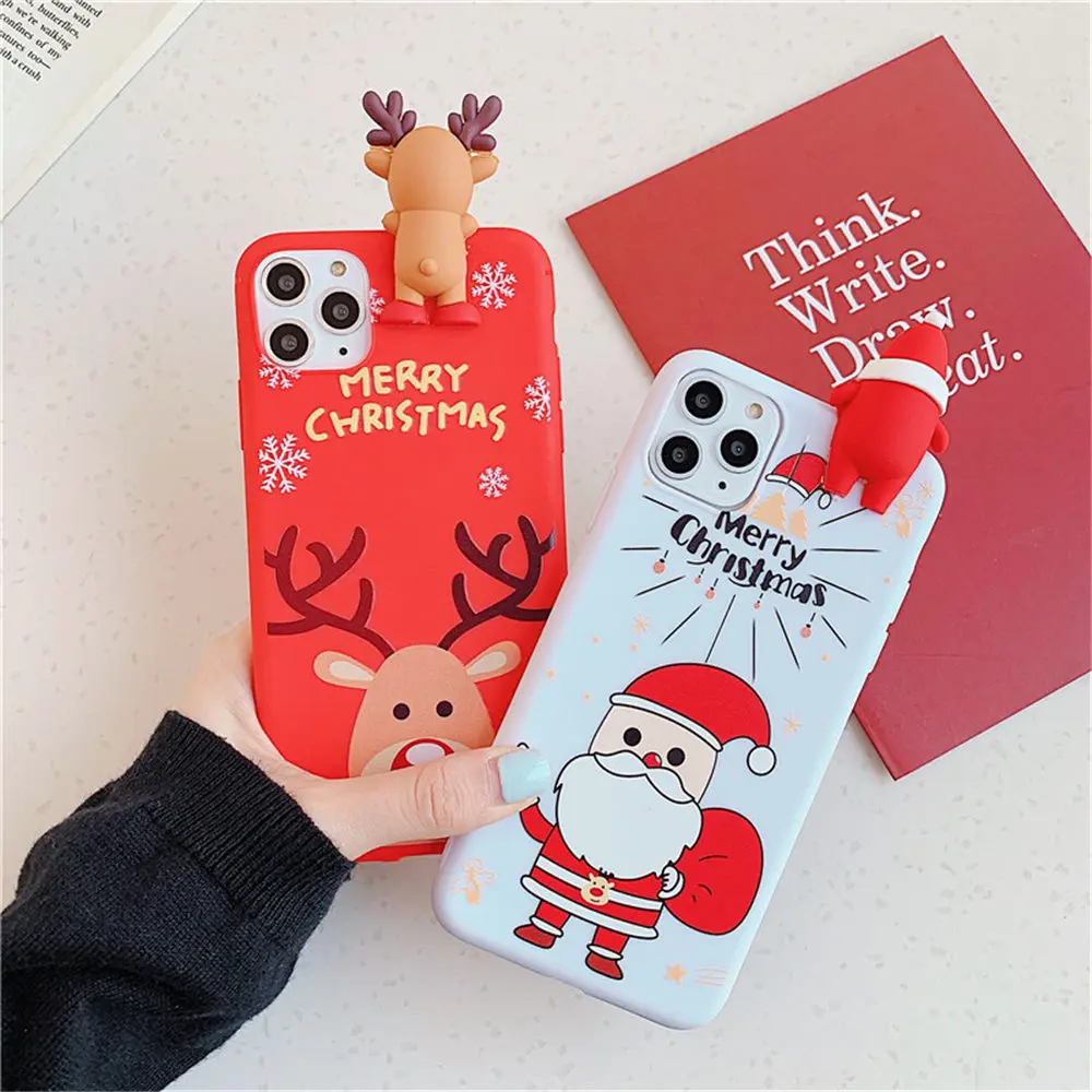 Lovebay чехол для телефона с рождественским рисунком для iPhone 6 6s 7 8 Plus 11 Pro X XR XS Max Снеговик 3D лось Санта Клаус Мягкий ТПУ силиконовый чехол-накладка