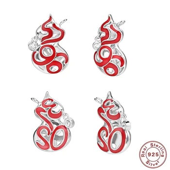 

925 Sterling Silver Lucky Number Letter Gourd Pendants for Women Men Necklace Hollow-Out Double Sided CZ DIY Fine Jewelry Making