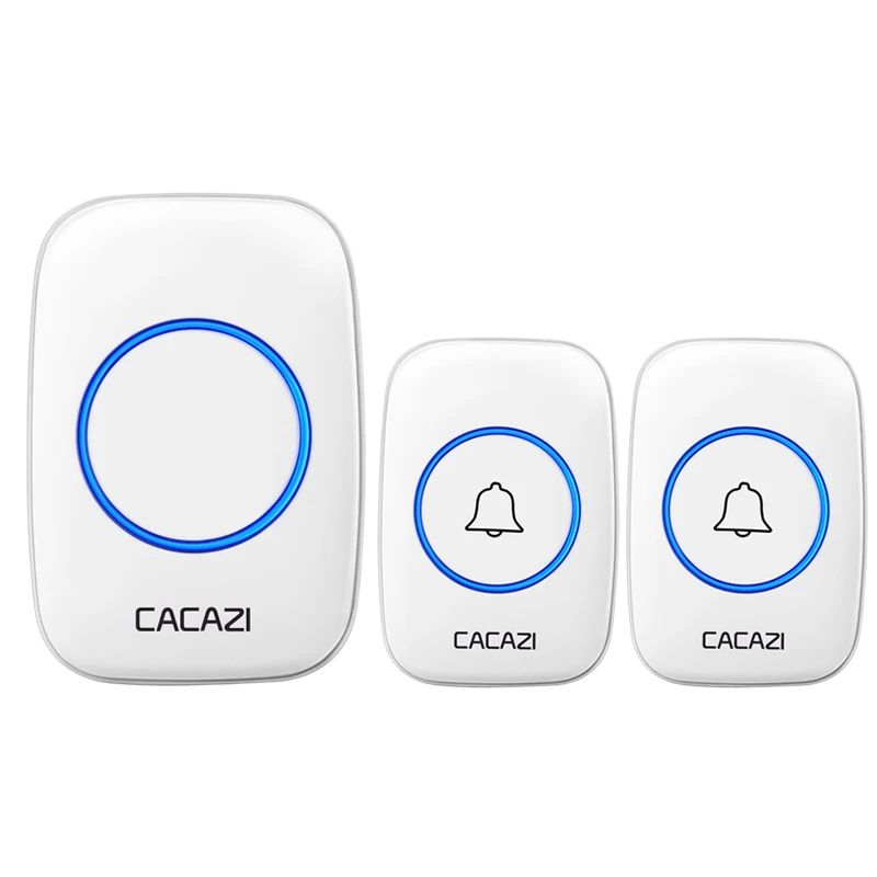 apartment intercom system with door release CACAZI Wireless Doorbell A10 DC Battery-operated 300M Range 38 Chimes Waterproof Home Cordless Flash Door Bell White gate intercom with camera Door Intercom Systems