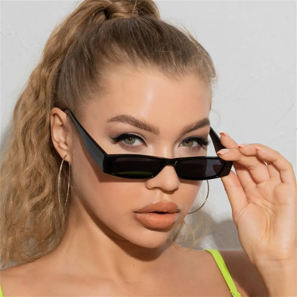 oversized sunglasses Fashion Retro Small Frame Sun Glasses Small Rectangle Sunglasses Vintage Square Narrow Sunglasses Trending Eyewear UV400 black cat eye sunglasses