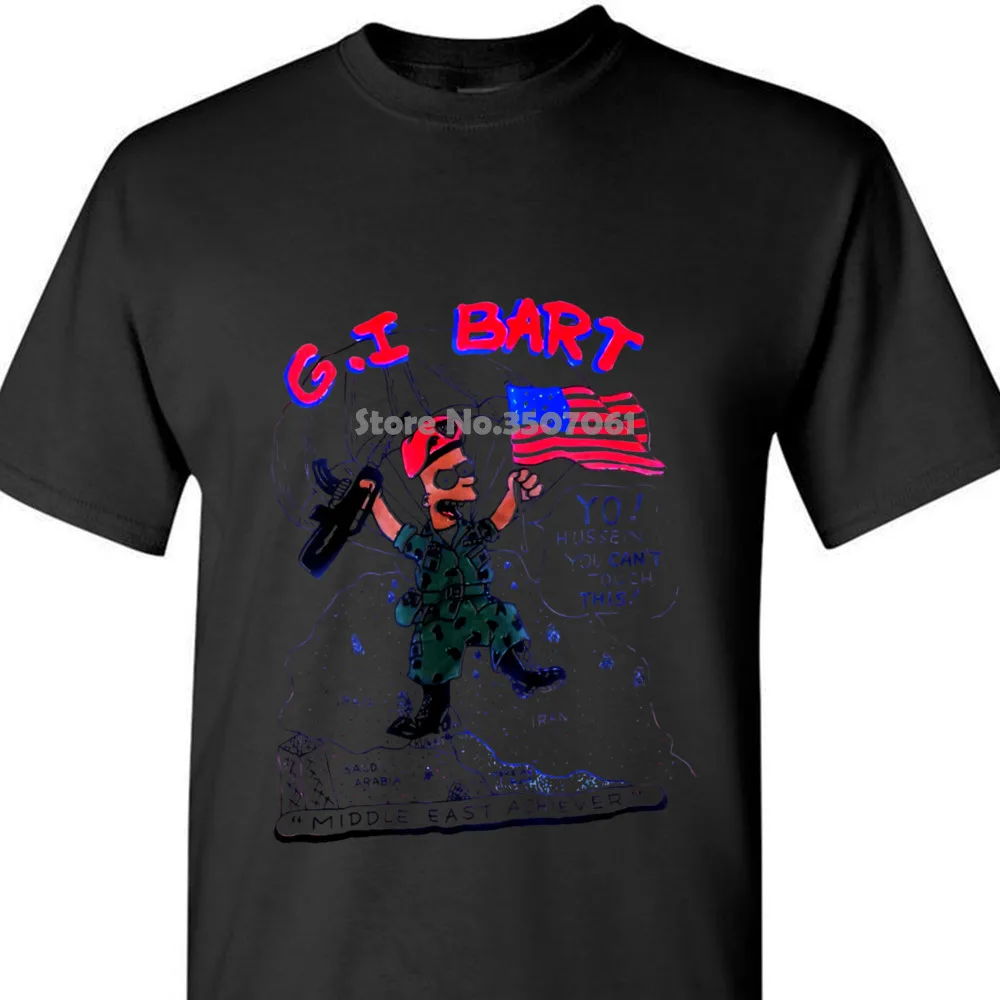 Винтаж 90's Bootleg Барт G. i Барт футболка Перепечатка S-Xxl Футболка хлопок Аниме черные футболки
