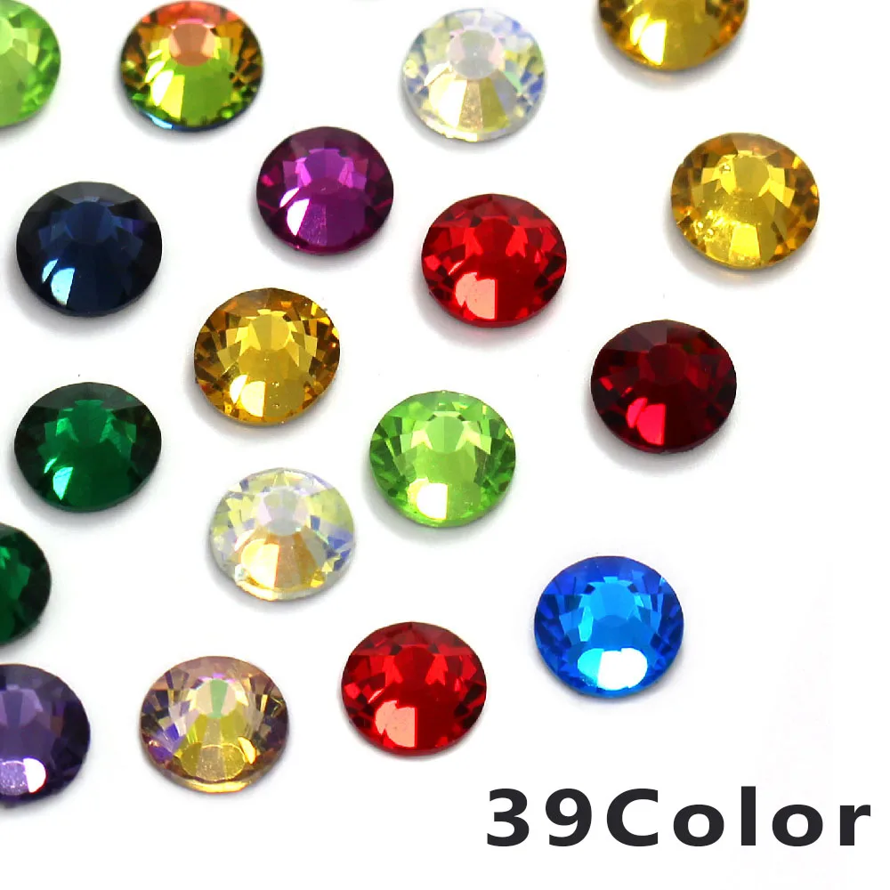 

1440Pcs Shining 39 Color Rhinestones Flatback Strass Hot Fix Rhinestones Glass Crystals Applique Crafts For Clothes DIY SS6-SS30