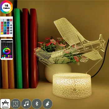 

Cool Fighter Plane 3d Led Sleeping Night Light Bedroom Decoration for Children Christmas Gift Event Prize Lamp Bluetooth Speaker