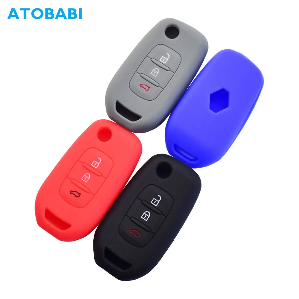 Silicone Car Key Case 3 Button Folding Remote Control Cover For Renault Megane III Dacia Logan 2 Duster Kadjar Captur Symbol FSK key case key case cover
