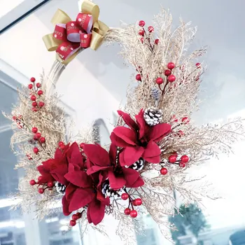

Simulation Wreath Christmas Door Decorations Holiday Party Garland Red
