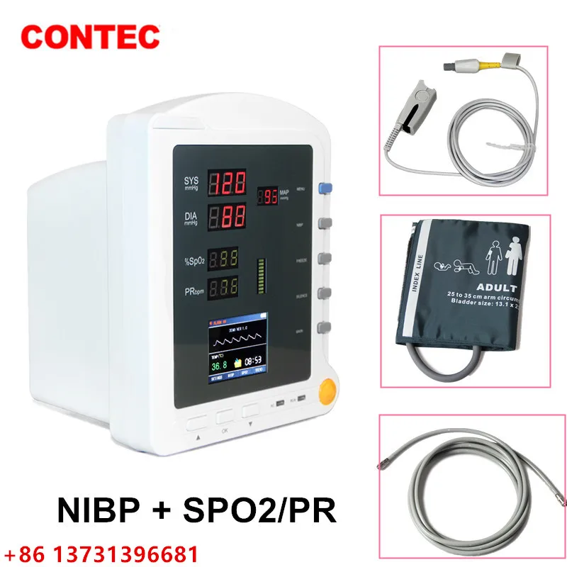 CONTEC ICU Patient Monitor SPO2 Pulse Rate TEMP NIBP Vital Signs Monitor CMS5100 Multi Parameters