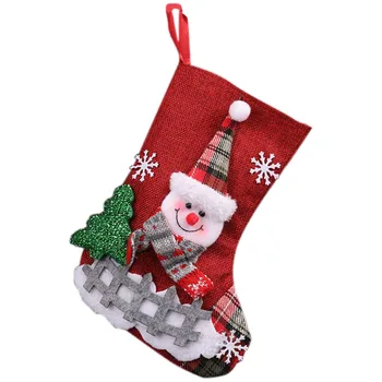 

10 Pcs / Lot Christmas Xmas Socks Stockings Decorations Christmas Candy Sock Gift Bags for Tree Snowman