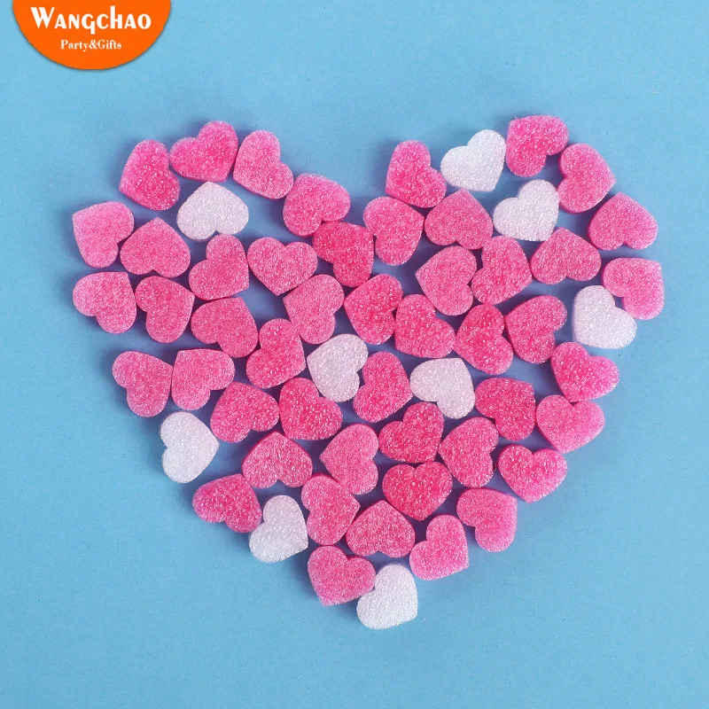Approx 50-60 Pieces Chunky Squishy Heart Sponge Foam Pieces Pink and White Heart Sponges for Slime 