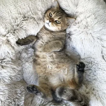 

New Soft Dog Bed Kennel Dog Bed Long Plush Round Cat Warm Sleeping Bag Puppy Cushion Mat Washable Cat Dog Houses Pet Mat Puppy