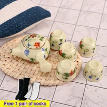 

【Free shipping】12 Points OB11 Miniature Ceramic Teapot Teacup Set Simulation Mini Model Doll House Accessories Decoration