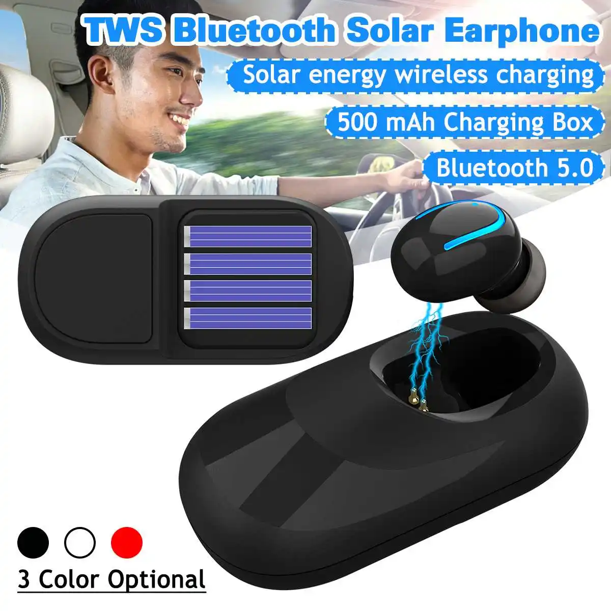 TWS bluetooth 5,0 Мини Портативный беспроводной солнечной зарядки наушники двойного назначения один в ухо гарнитура с солнечной зарядной коробкой