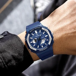 Olika Reloj de pulsera Digital para hombre, resistente al agua, con pantalla Dual, correa de silicona multifuncional, deportivo, cronógrafo Unisex, 50M