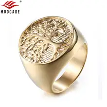 Moocare мужское Золотое кольцо панк винтажные плиссированные жизни Дерево титановые кольца мужское ювелирное обручальное кольцо аксессуары